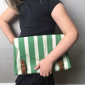 Holding Horses striped leather clutch